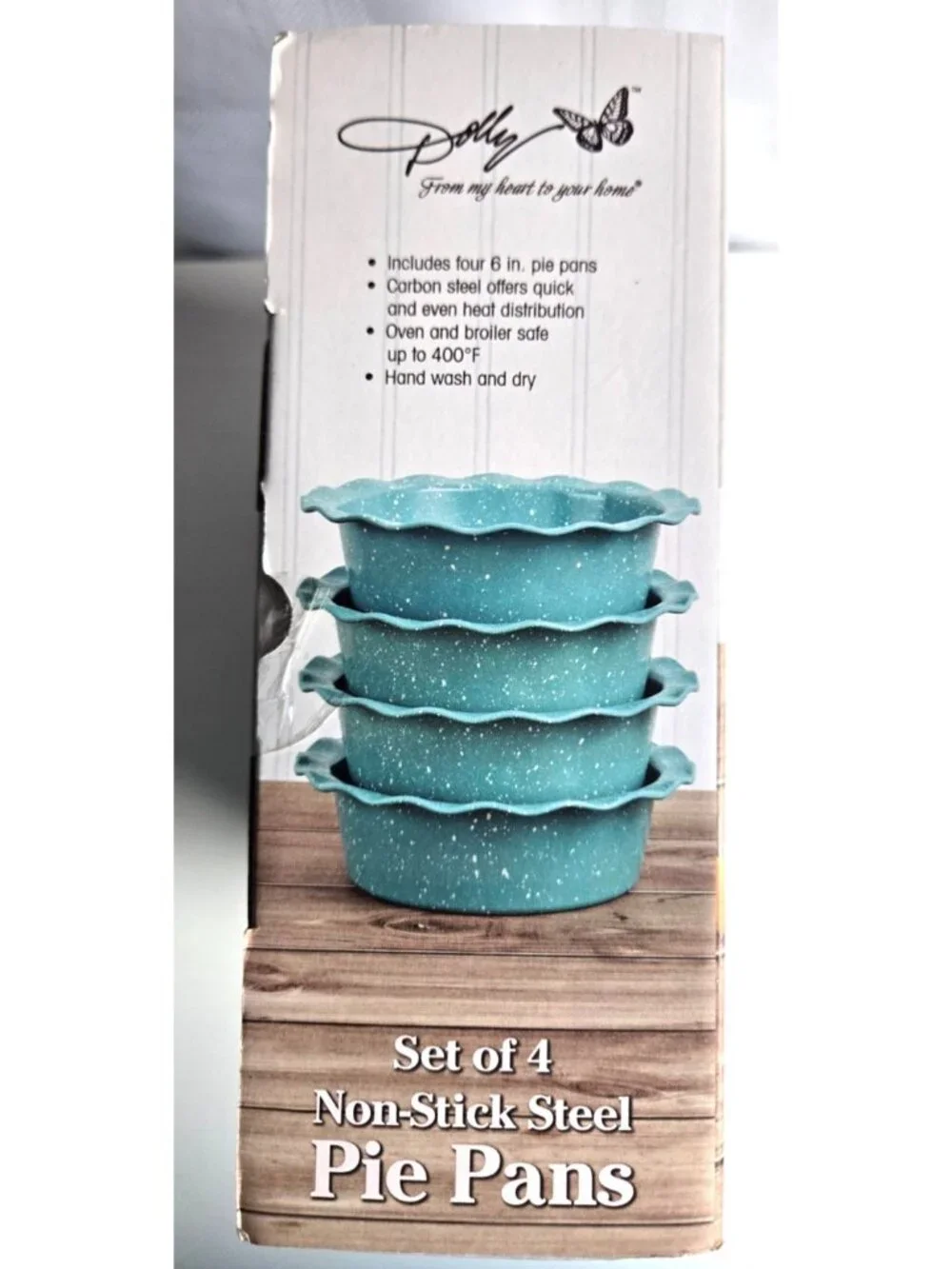 Dolly Parton 6-inch Turquoise Blue Non-Stick Pie Pans Set BRAND NEW Set of 4